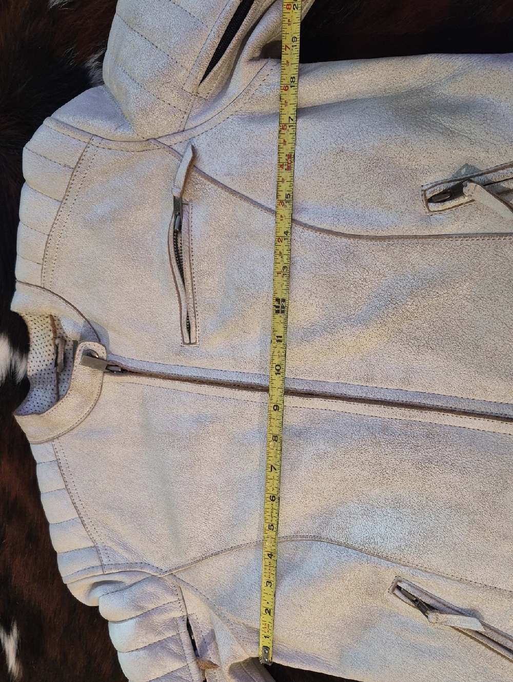 "Distressed" White Leather "POWER TRIP" ladies Jacket - Picture 11 of 11